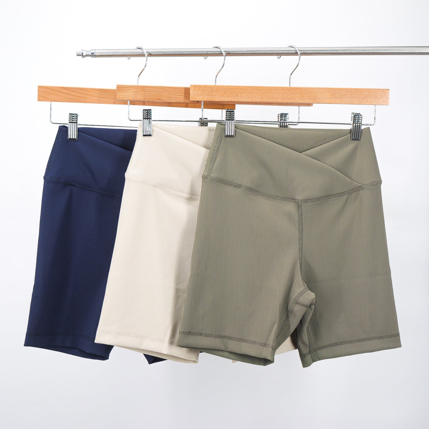 Rib V-waist biker short Navy Blue