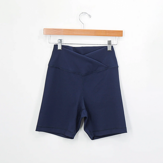 Rib V-waist biker short Navy Blue